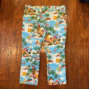 Loudmouth Golf Men's 42 x 30 Surfing Santa Tiki Christmas Hawaiian Pants